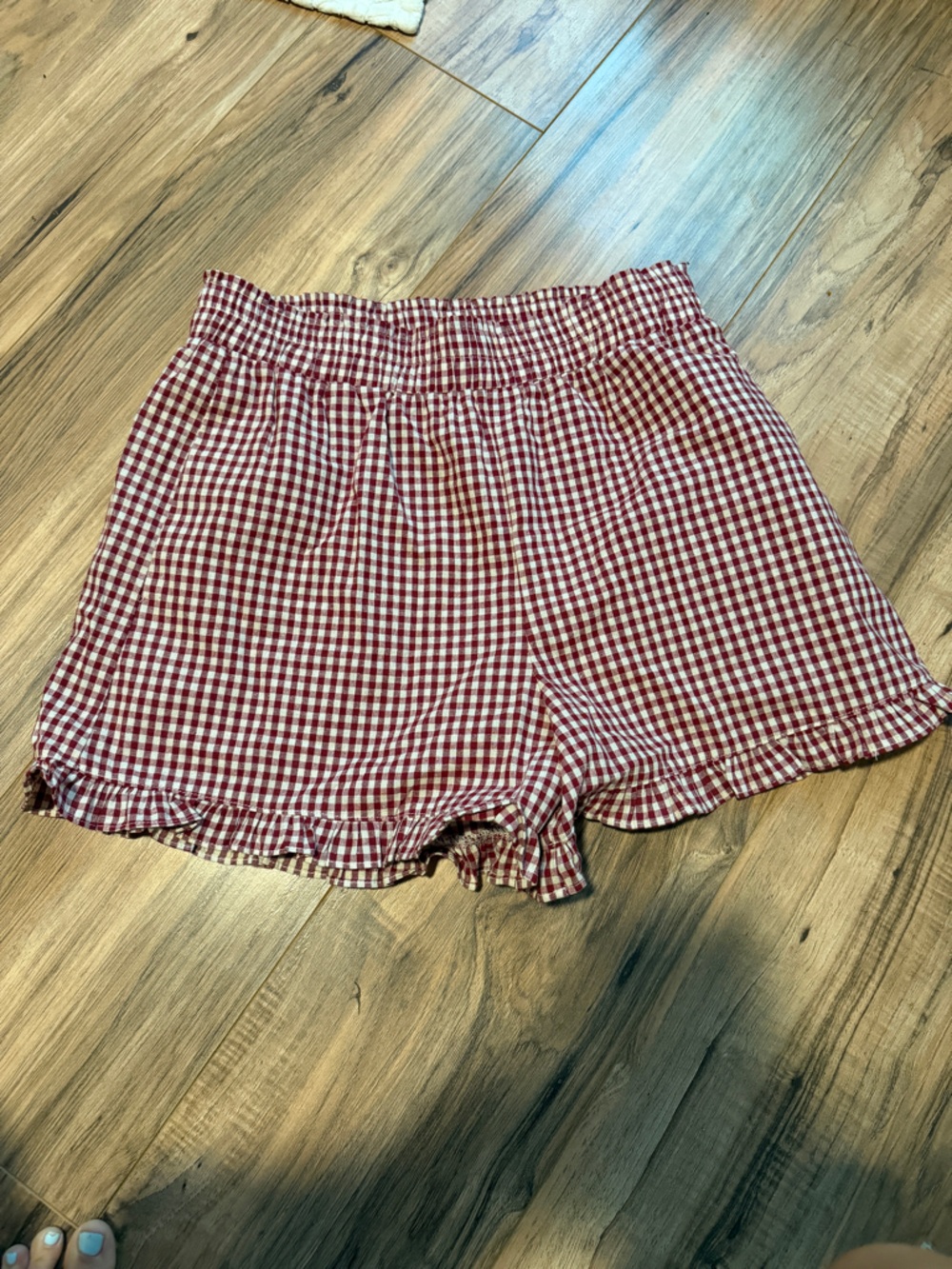 High-Waist Red Gingham Women’s Shorts